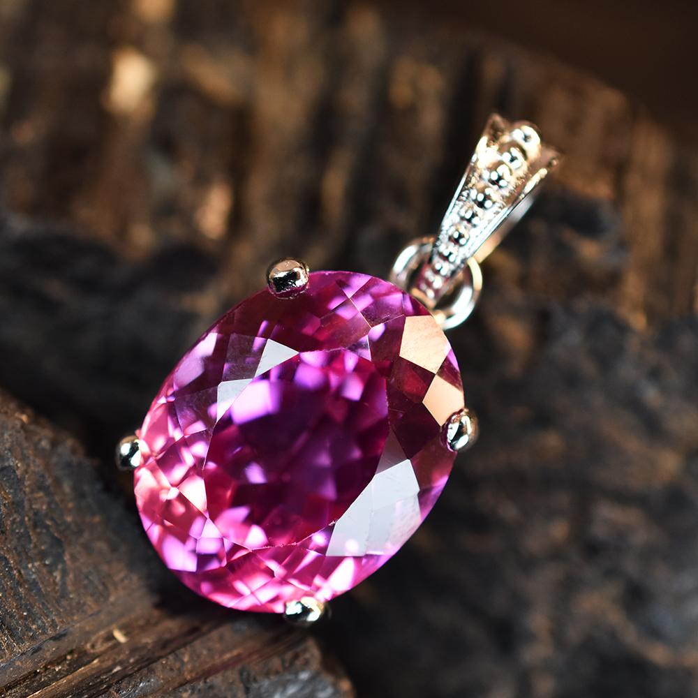 

23 Ct Pink Tourmaline Gem Pendant Oval Cut 925 Sterling Silver Jewelry For Gift MY.PDS-344-NS 17.3 mm approx. рожевий