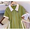 Summer Fashion Women Large Size Polo Neck Splicing A Shaped Dress