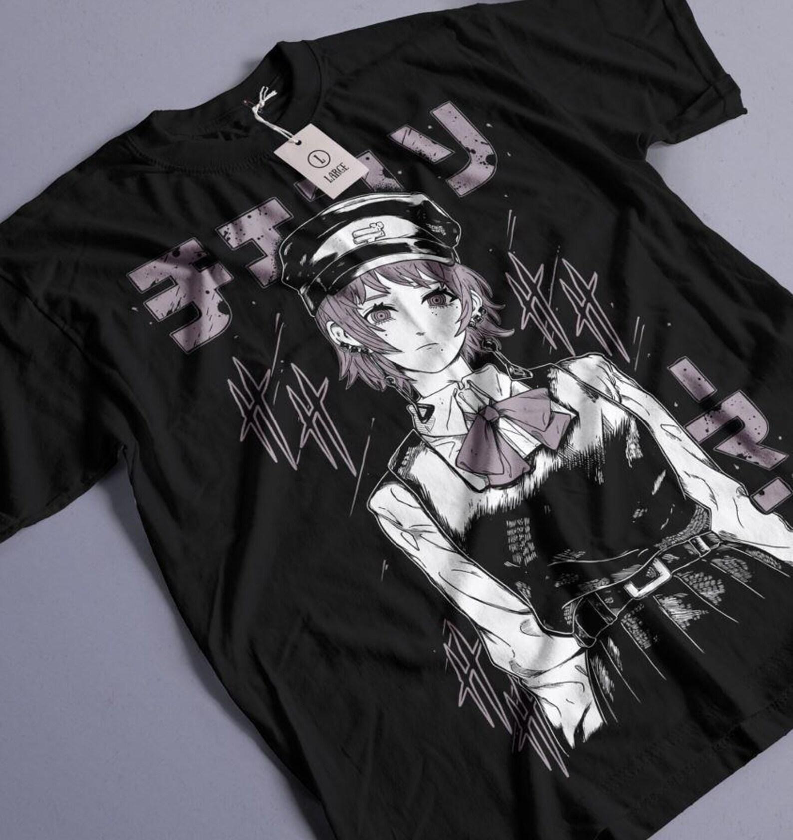 Anime Unisex Horror Manga Creepy Girl T-Shirt, Dark Anime Gothic T-Shirt, Manga Gothic T-Shirt Inactive XL