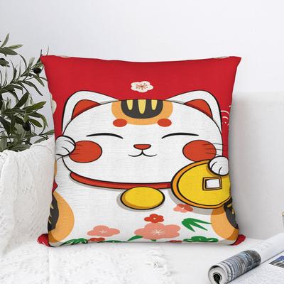 Maneki Neko Lucky Money Cat Pillow Case  Funny Pillow Cover Soft Pillowcases For Couch Sofa Bedroom