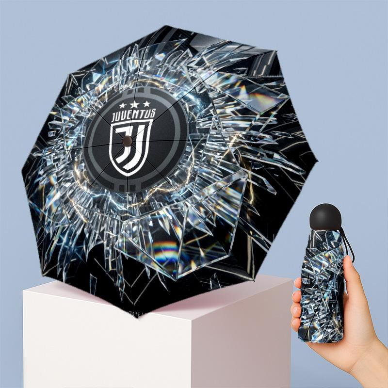 Juventus FC Pattern Printed Mini 5 Folds 8 Ribs Compact Umbrella Windproof Waterproof Lightweight Portable Folding