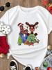 (Asian Size) Tee Merry Christmas New Year Holiday Top festival Casual Women cartoon trend cute Print Lady Short Sleeve Fashion Graphic T-shirts