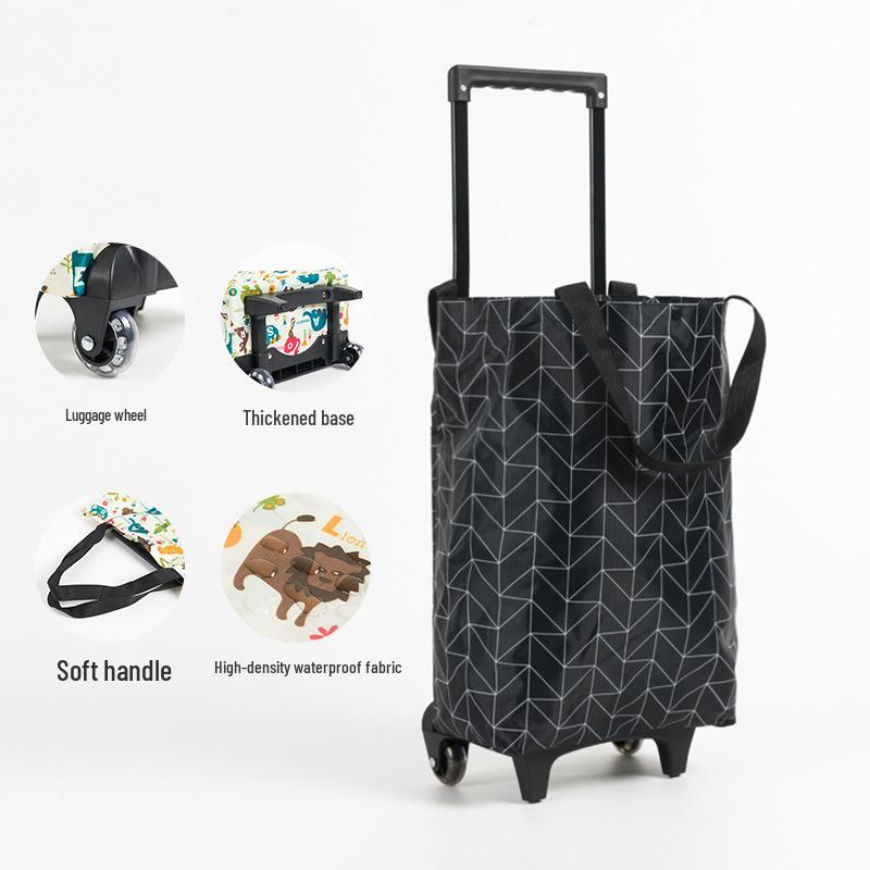 Tragbarer Faltbarer Einkaufstrolley mit Rädern - Umweltfreundlicher Multifunktionaler Handgezogener Wagen