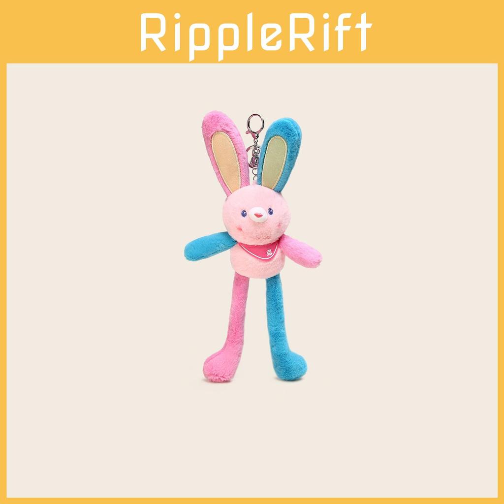 Cute Cartoon Color Blocked Rabbit Plush Toy Pendant With Stretchable Ears For Kids And Teens