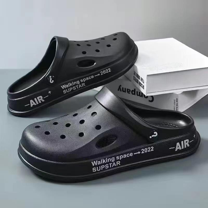 Hole Shoes Men's New Year Couple Platform Slippers Bag Head Sandals Non-slip Casual Soft-soled Beach Shoes Men