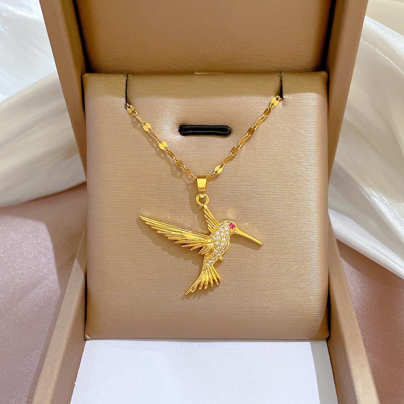 Titanium Steel Micro-Inlaid Gold Plated Women's Lucky Bead Necklace - Trendy Clavicle Chain Accessory