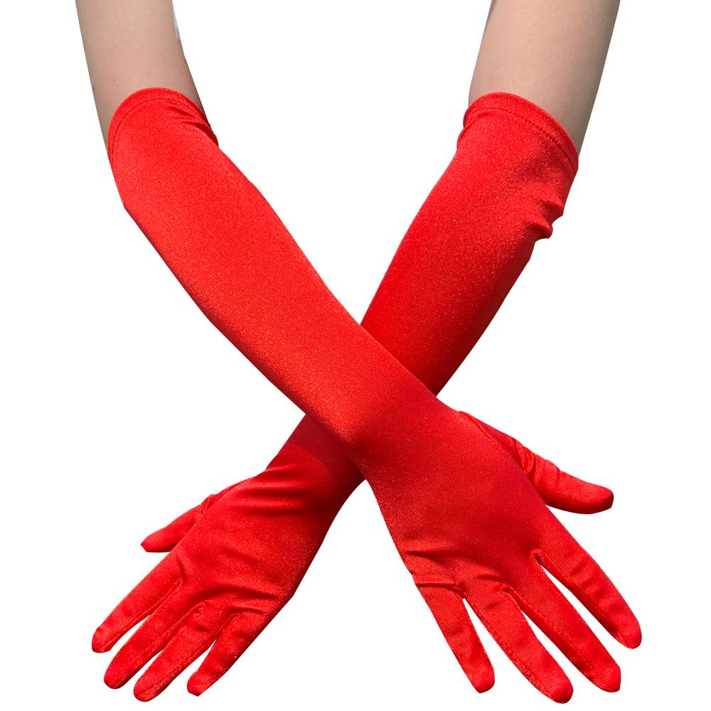 Vintage Nylon Satin Prom Gloves - Ladies' Long Gloves with Sun Protection