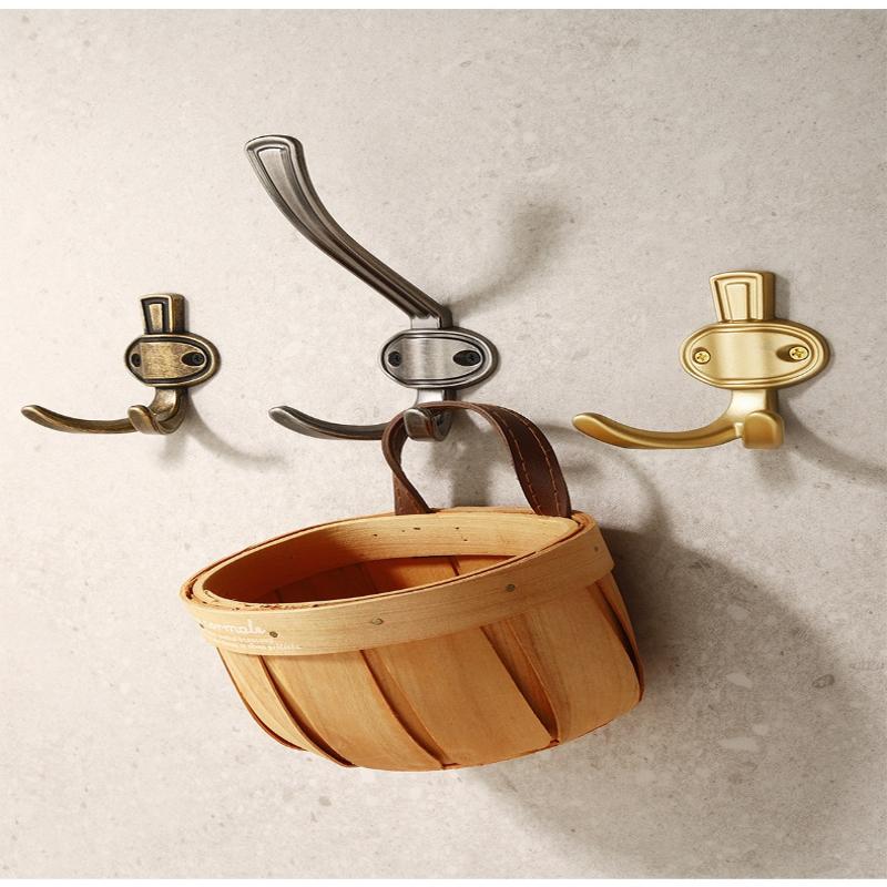 1Pcs Zinc Alloy Bronze Wall Mounted Hook Rustic Key Coat Bag Hat Hanger Robe Hooks Hanging Kitchen Bathroom Room Coat Rack Hooks