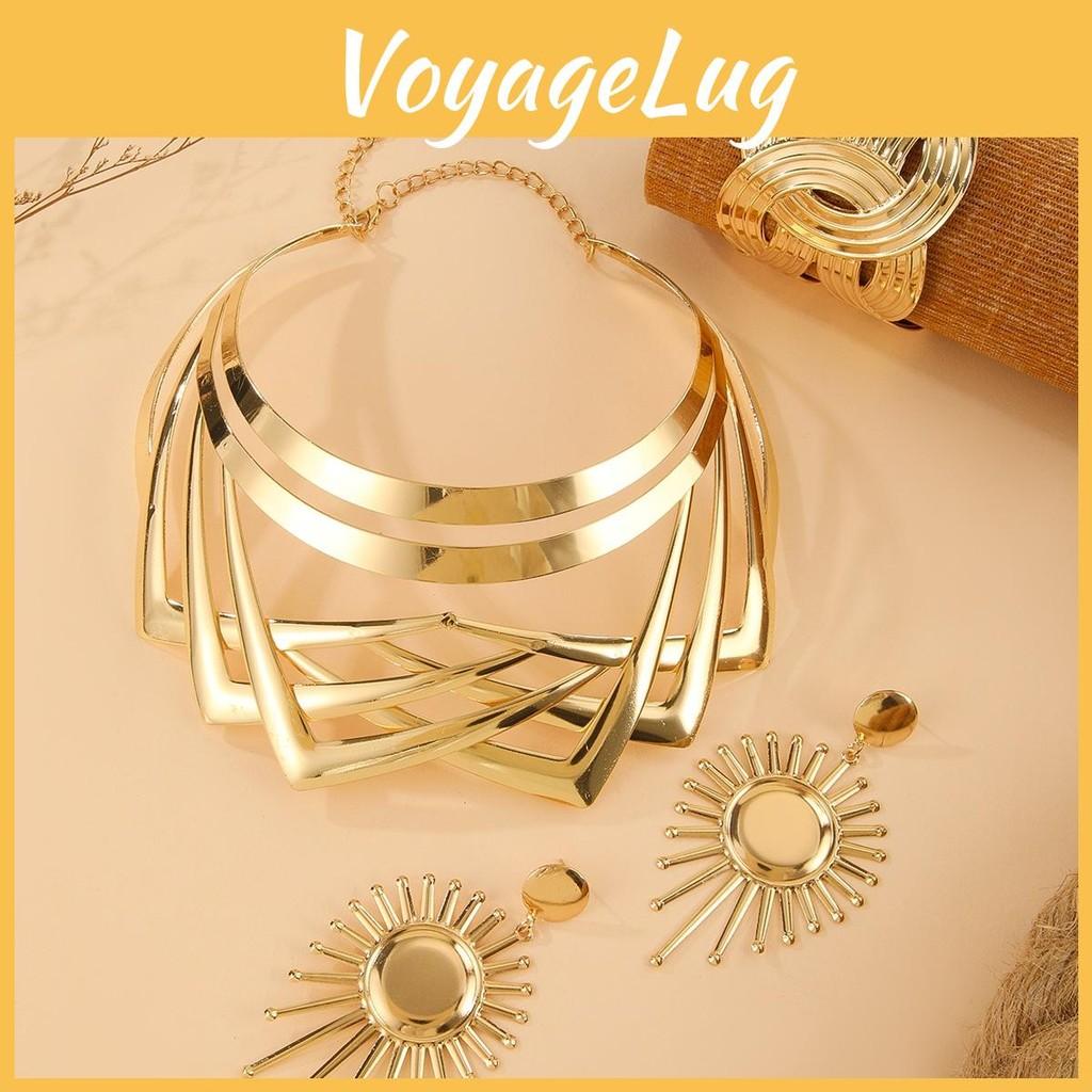 Stylish Summer Jewelry Set With Gold Finish Pendant Earrings Bracelets And Necklaces All For