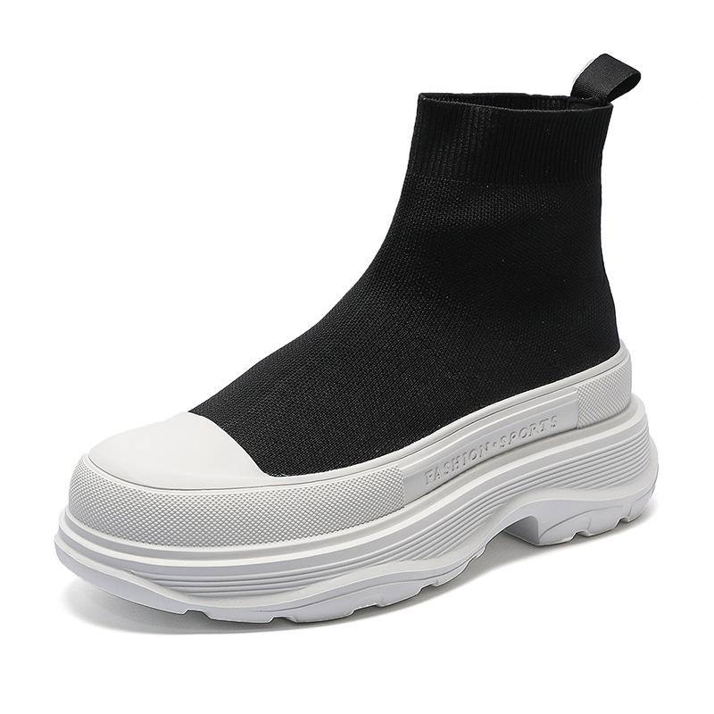 

Мужская обувь модного бренда, высококачественная летающая плетеная обувь, высокие туфли-носки, дышащая и удобная обувь на толстой подошве, увеличивающая рост, повседневная спортивная обувь 41