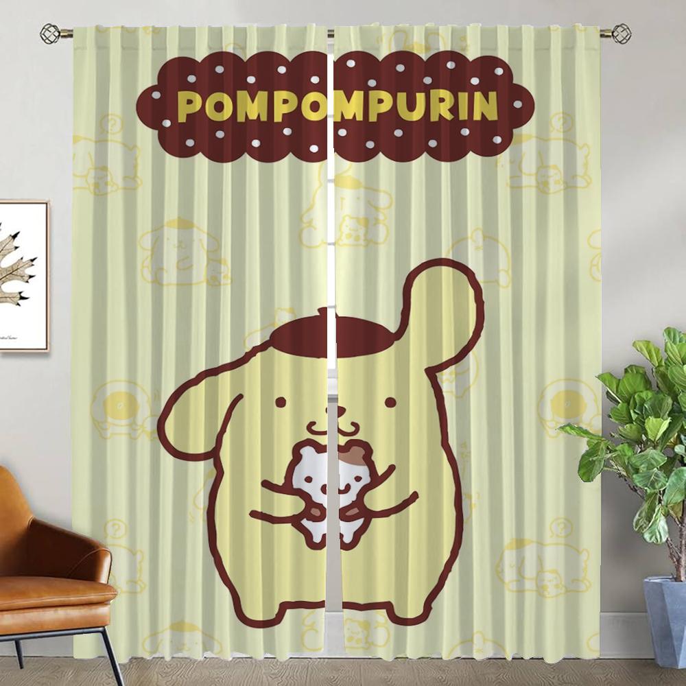

P-Pompom Purin Blackout Curtains for Living Room Window Curtain Tulle for Bedroom Halloween Decoration Home Interior Curtains W50xH70cmx2pcs-CL