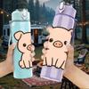 1PC Cute Little Pig Animal 750ml Color Plastic Sports Water Bottle Leakproof Flip Straw Lid Suitable for Sports Office Home Use