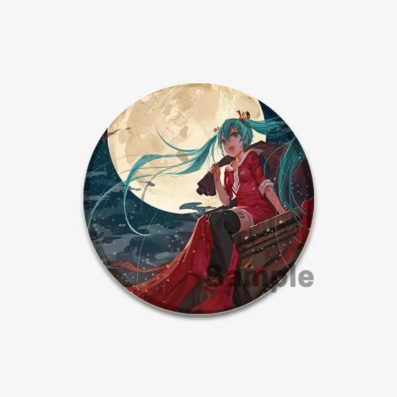 32/44/58mm Cute Cartoon Figure Miku Brooches Cosplay Singer Exquisit Badge for Collar Backpack Hat Accessory Handmade Pin Gift