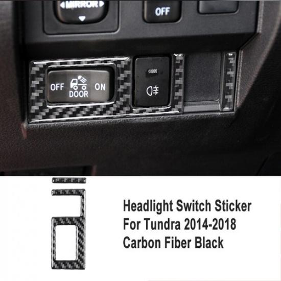 Carbon Fiber Front Headlight Switch Button Cover For Toyota Tundra 2014-