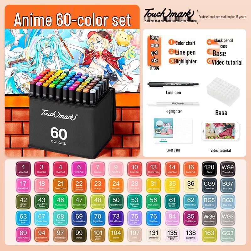 Dual-Tip Art Marker Set - 120 Colors, Hard Tip, Oil-Based for Students