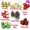 Christmas Decorations with Bells Candy Sticks Stars Gift Boxes and Santa Ornaments Christmas Tree Decoration Items  - (104 Pcs) Multicolor