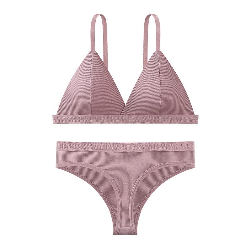 Set Sutien Femei cu Cupă Triunghiulară Franceză Fără Sârmă - Bretele Subțiri, Respirabil și Confortabil