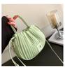 Fashion texture niche design shoulder messenger bag pleated portable small bag women's 2025 new drawstring bucket bag