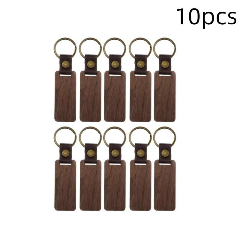 10 Stück Leere Holzschlüsselanhänger Mit Graviertem Muster Schlüsselringe Malerei Bastel Schlüsselkette Runde/Rechteckige Schlüsselanhänger Dekoration