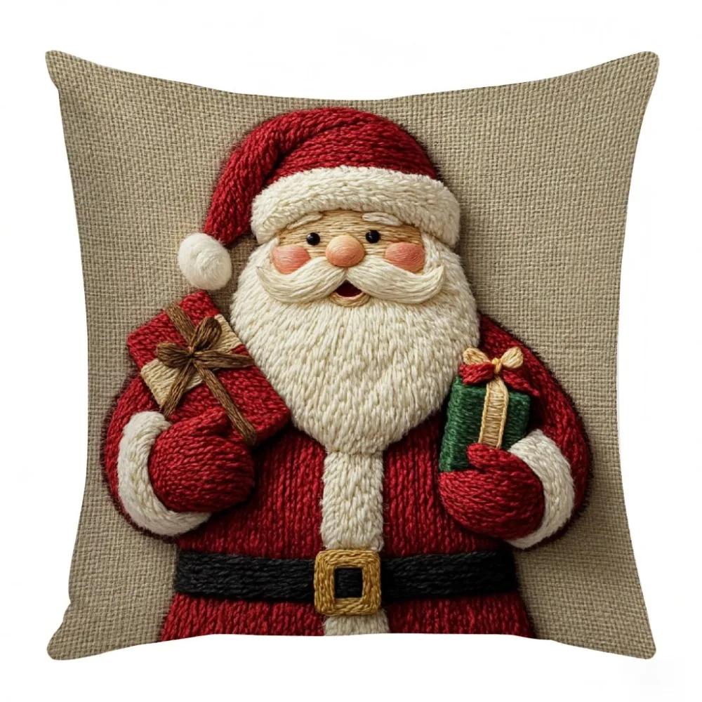 New 45x45cm Christmas Pillowcase Merry Christmas Sofa Cushion Cover Cartoon Santa Snowman Elk Pillow Case Home Bed Car Decor