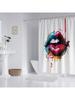 1Pc Quirky Lip Print Waterproof Shower Curtain Shower Partition Bathroom Privacy Protection With 12 Hooks Easy To Install