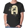 Unisex Crew Neck T-Shirt Cute Ghost Holding Cat Graphic Short Sleeve Casual Tee