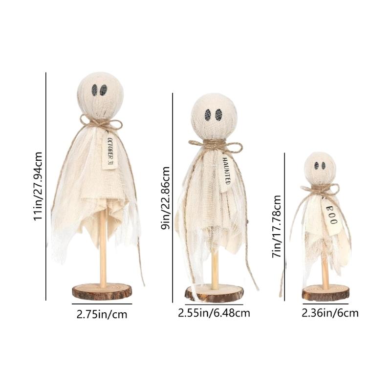 Halloween Wooden Ghostly Crafts 3Pcs Cloth Decoration For Indoor Shopping Mall Crafts For Table Centerpieces Home Party
