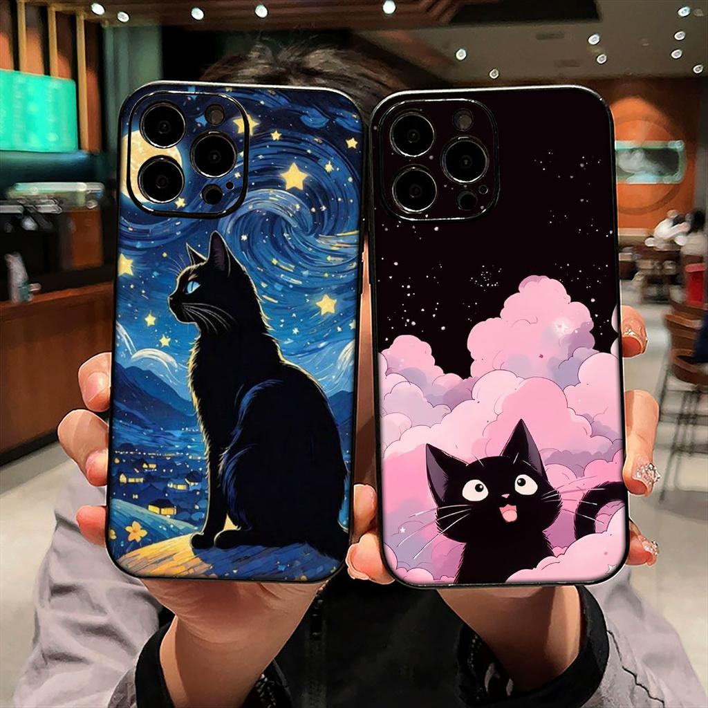 Funda Coque Cover for Huawei P30 P20 P10 Mate 10 20 Lite Pro Y9A Y8S P Smart Y6 Y7 Y9 Prime 2019 Case Black Meow Kitten Cat