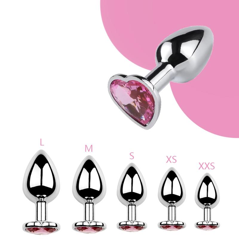 XXS-L Analplug Herz Edelstahl Kristall Analplug Abnehmbarer Buttplug Stimulator Analsexspielzeug Prostata-Massagegerät Dildos