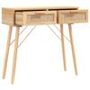 Vidaxl Stolik Konsolowy, Brązowy, 80X30X75 Cm, Lita Sosna I Rattan