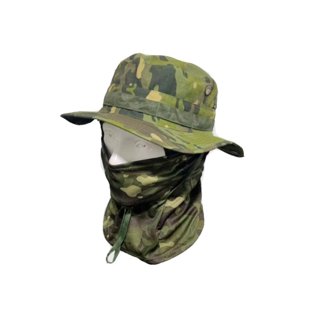 2Pcs/Set Wide-Brimmed Hat Balaclava Mixed Set Men Sunscreen Boonie Cap Outdoors Hiking Camping Fishing Hat Sun Hat Fisherman Hat