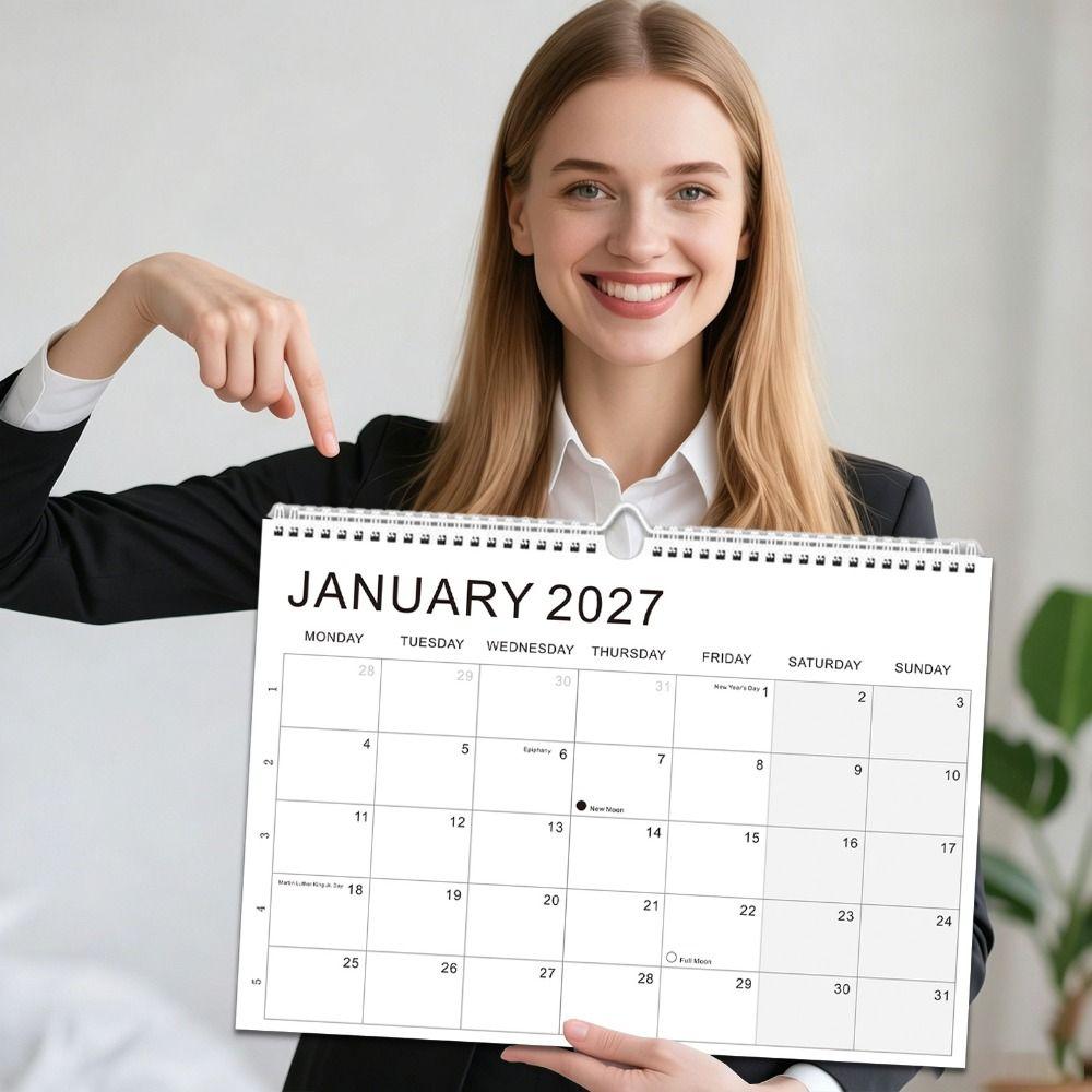 July.2026 - Dec. 2027 English Calendar Thick Paper Monthly Planner Calendar Wall Calendar  Home