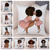 Fashion African Super Mama Cushion Cover Decor Black Women Pillowcase for Sofa Home Car Short Plush Pillow Case Xcm