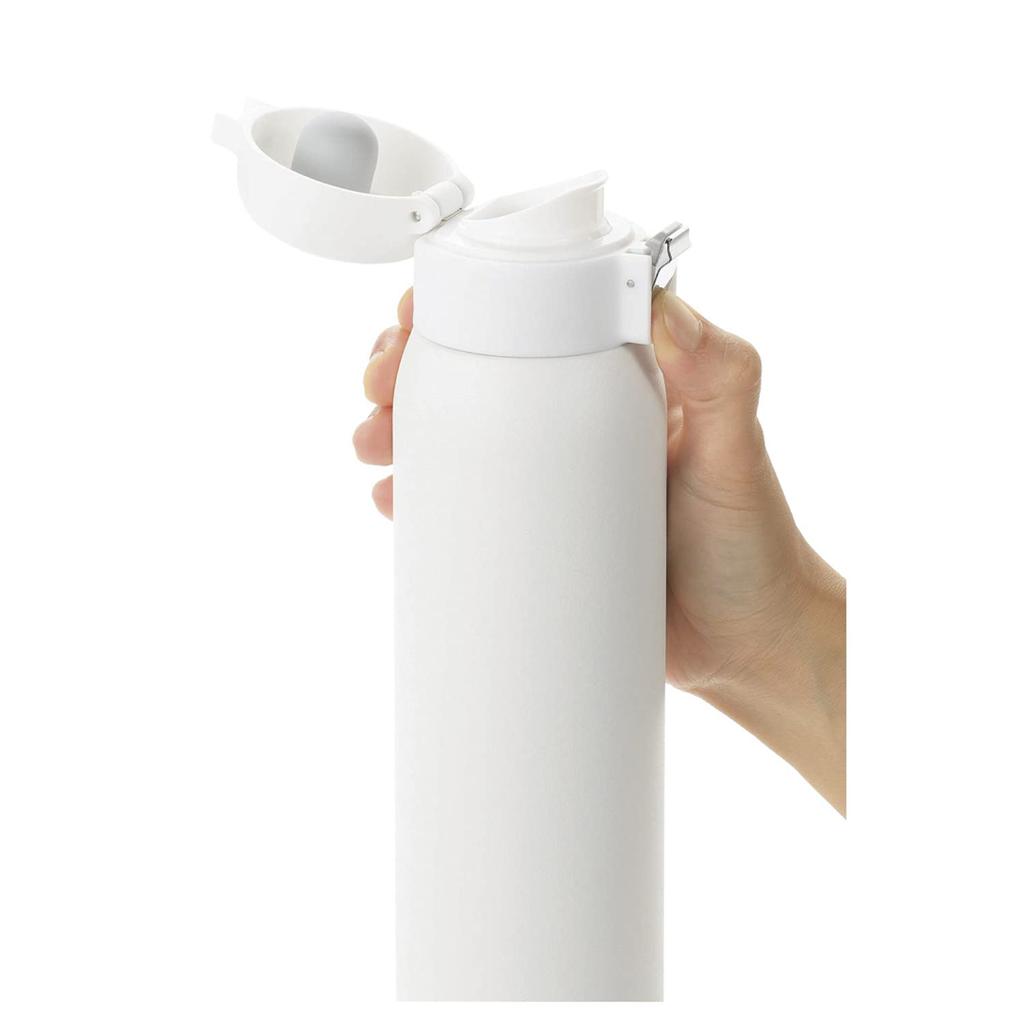 Kakusei One-Touch Mug Bottle, 650ml, White, CLE-07W, Approx. 7.4cm L x 7cm W x 26.3cm D