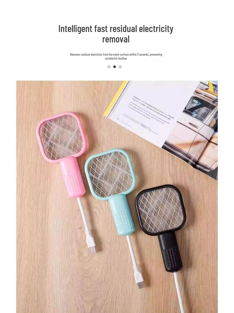Bärbar Uppladdningsbar Elektrisk Flugsmälla: Strålningsfri, hållbar och långvarig med automatisk avvisande funktion för hem och bil