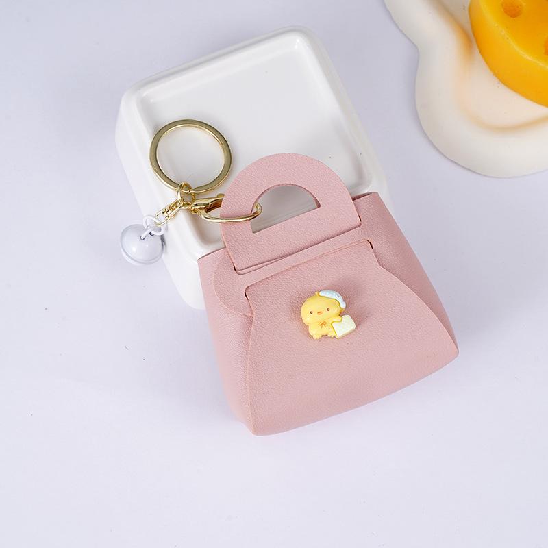 Korean Cartoon Couple Keychain Bag: Cute PU Charm & Earphone Holder Gift Pendant