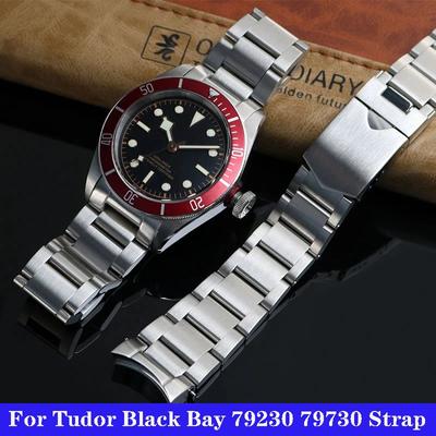 Watchband Solid Stainless Steel Watchband 22mm For Tudor Black Bay 79230 79730 Heritage Chrono Watch Strap Wrist Bracelet No Rivet