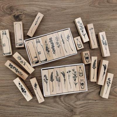 Vintage Pflanzen in einer Flasche Dekoration Stempel Holz Gummi Stempel Set für Scrapbooking Schreibwaren DIY Basteln Journal Stempel