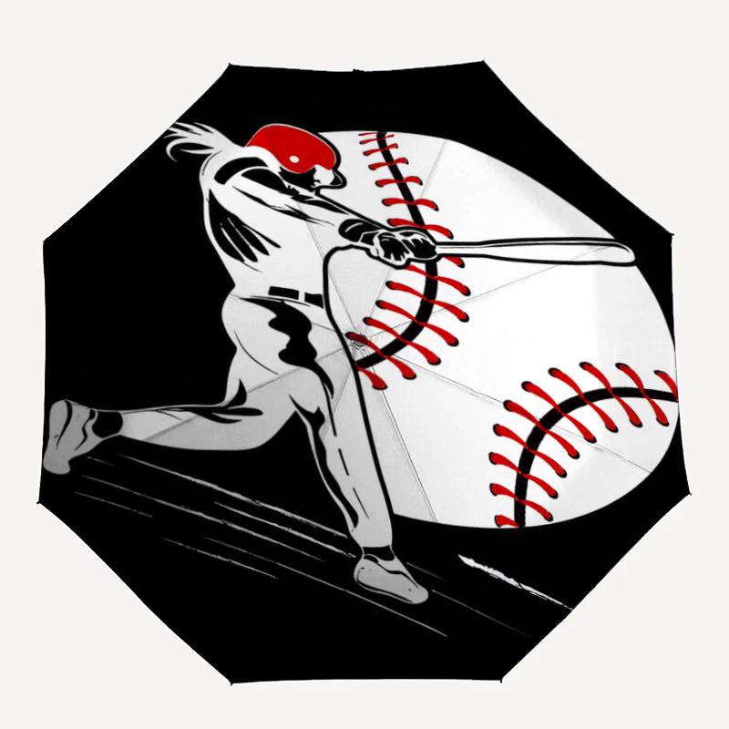 Baseball Theme Automatic Umbrella, Lightweight & Portable, 8 Rib, Perfect for Outdoor Travel, Birthdays, Christmas, Gifts.