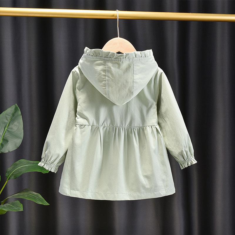 Copii fete toamna drăguț brodat trench haină copii cu glugă unilaterală prințesă haine de exterior