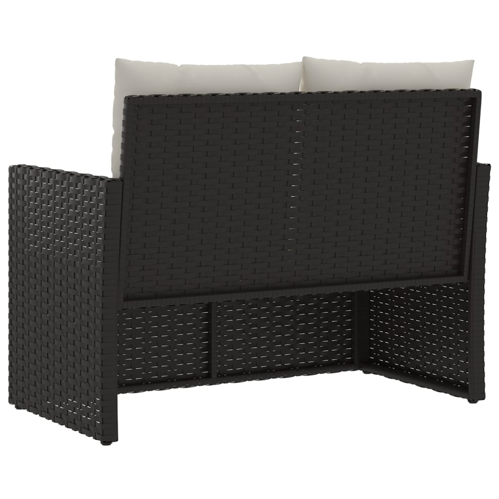 Vidaxl Garden Bench with Cushions, Black, 105 Cm, Poly Rattan
