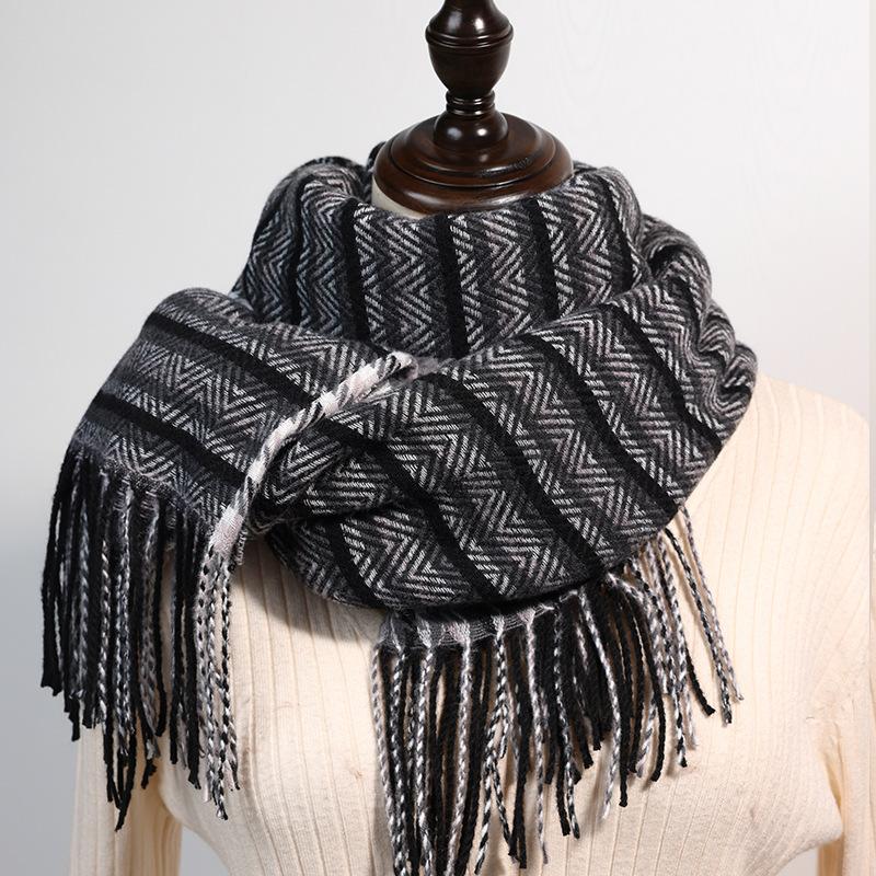 Half-sided thousand bird grid scarf women's 2025 new sweet imitation cashmere warm medium and long plaid scarf