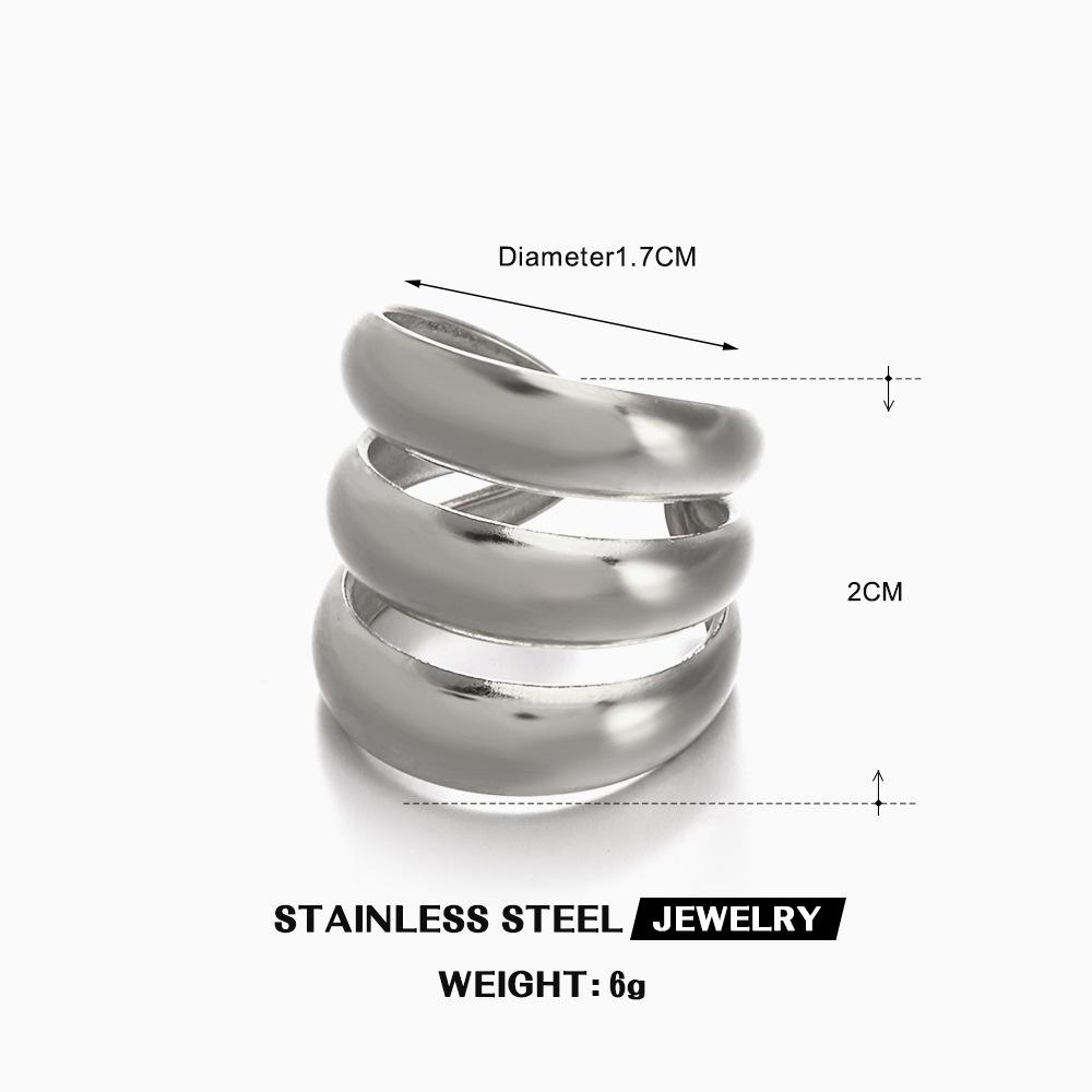 Stainless Steel Geometric Bright Surface Opening Rings for Women Men New Waterproof No Fading Rings Party Jewelry Accessories