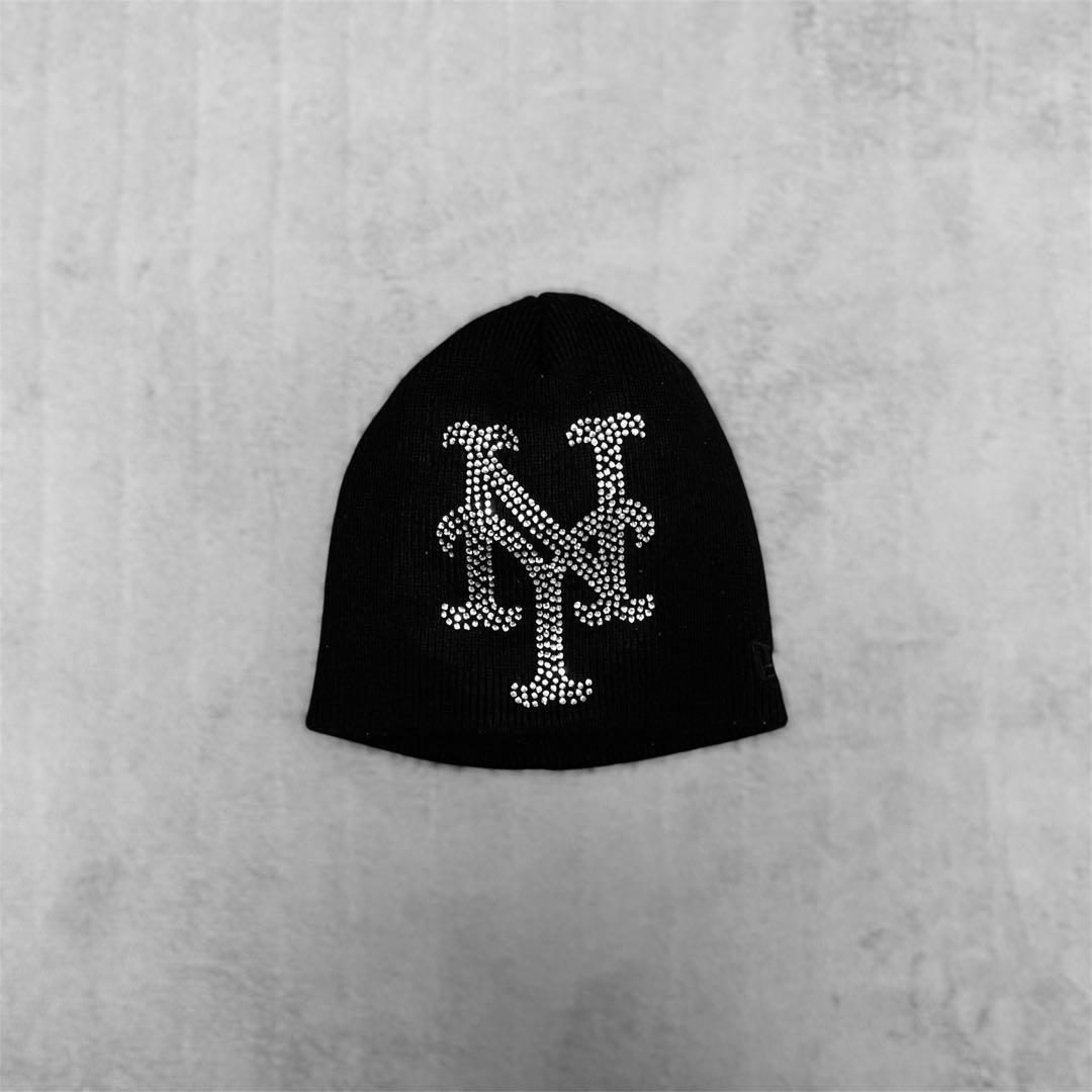 Used New Era MLB New York Mets New Era Knit Hat Beanie Black