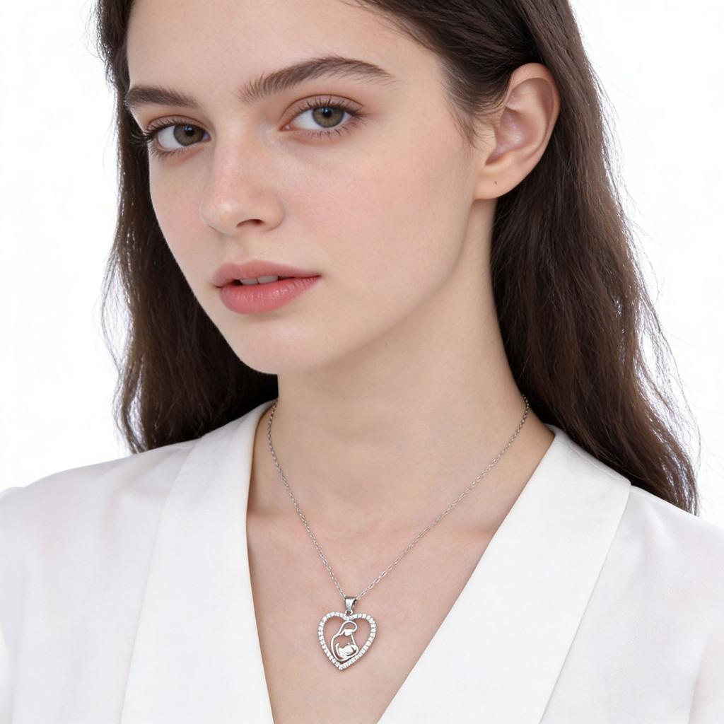 Mother's Day Accessories 925 Sterling Silver Diamond-encrusted Love Necklace Women's Niche Premium Mother and Child Pendant Clavicle Chain