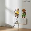 Self-adhesive Cartoon Animals Flowers Butterflies Switch Wall Stickers Puppy Kitten for Bedroom Living Room Home Decor
