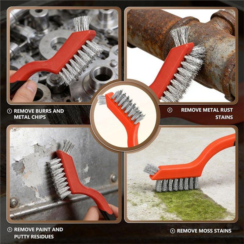A25F-3Set Wire Brush Cleaning Kit,Stainless Steel Scraper Brushes With Scraper Blades, Used For Rust Removal And Dust Removal