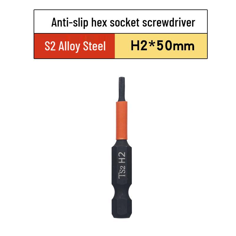 Hexagonal Magnetic Shock-Resistant S2 Screwdriver Bits for Electric and Pneumatic Drills