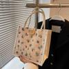 Fashionable Mini Fabric Bag With Sweet Floral Print Top Handle Handbag For Women Great For Casual Or School Use  Pink
