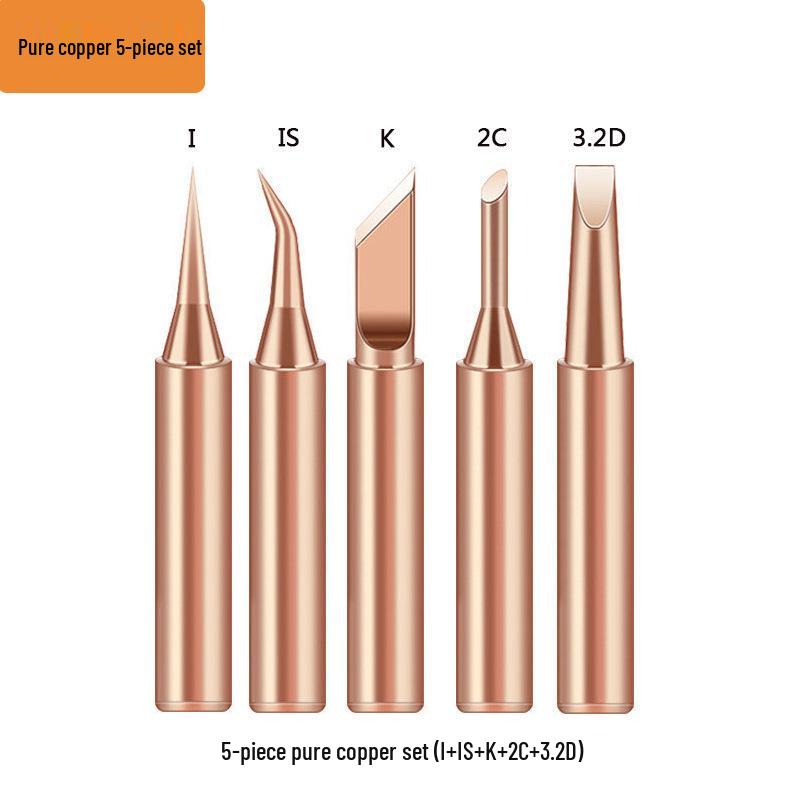 Non-Magnetic 936 Pure Copper 5-Piece Soldering Iron Tip Set for Cross-Border Electric Soldering
